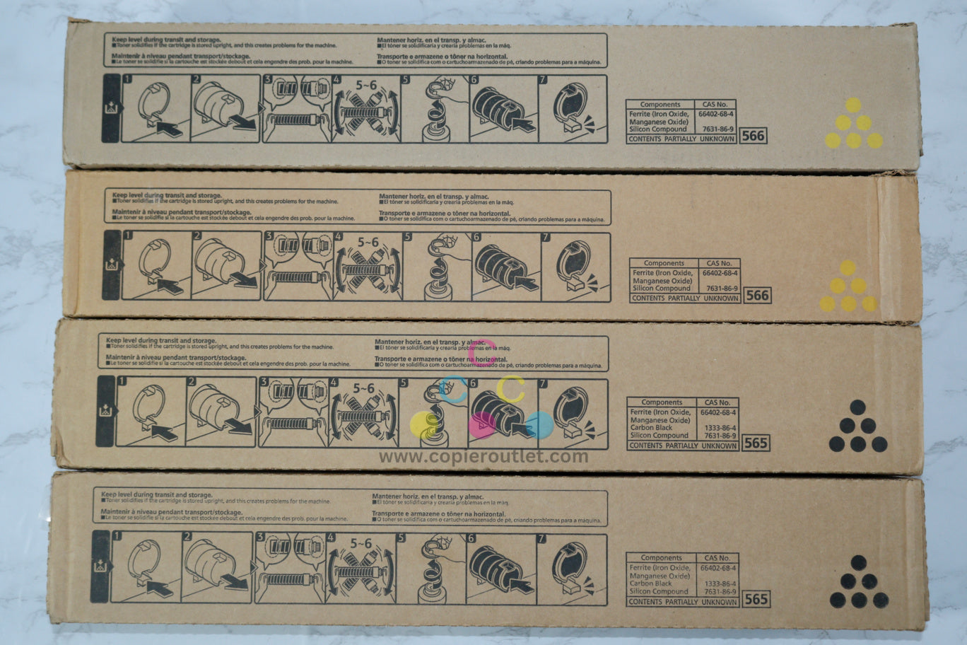 4 New OEM Ricoh Pro C9100, C9110 Yellow & Black Toners 828380, 828381