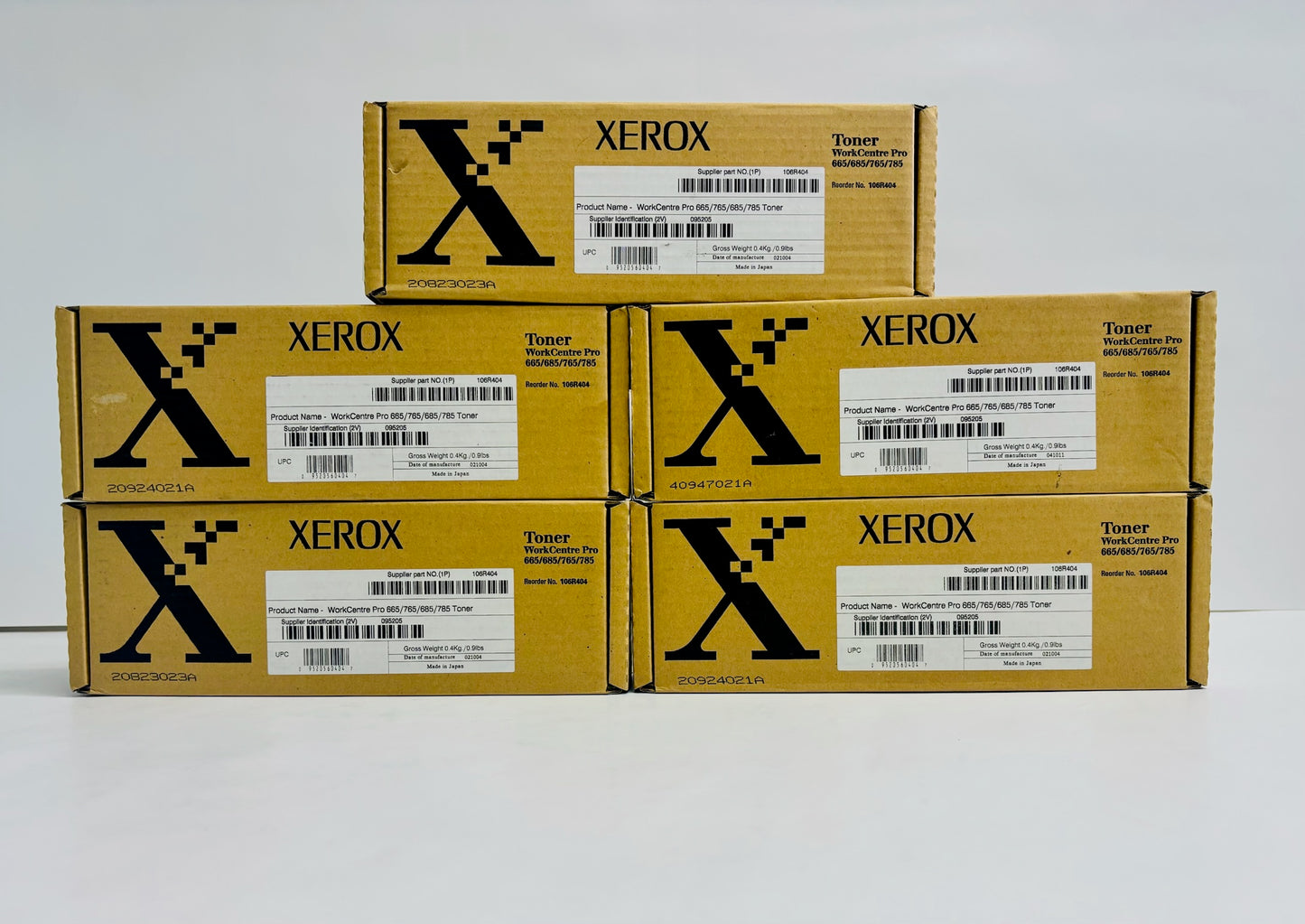 5 New Genuine Xerox Pro665, 685, 765, 785 Black Toner Cartridges 106R404