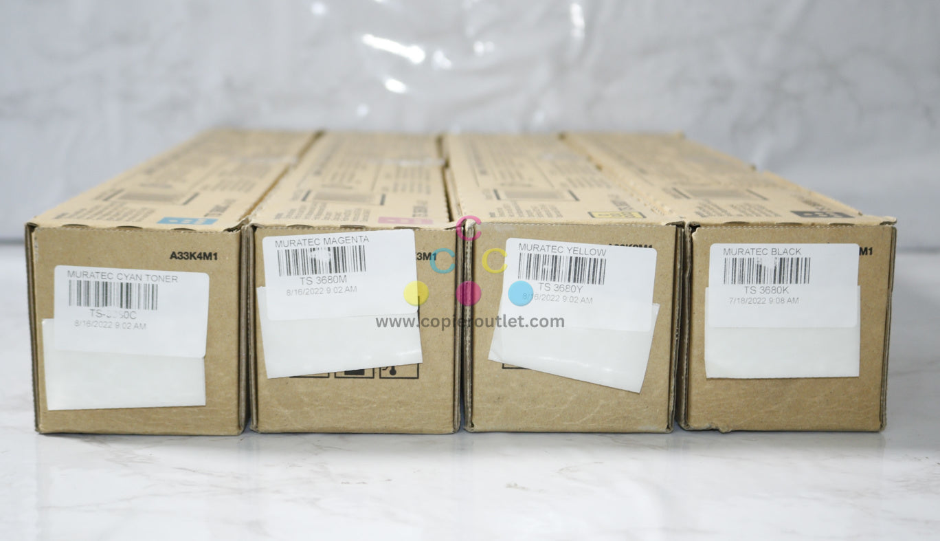 4 New OEM Muratec C3680,C2880,C2280 TS 3680 CMYK Toner A33K1M0,2M1,3M1,4M1