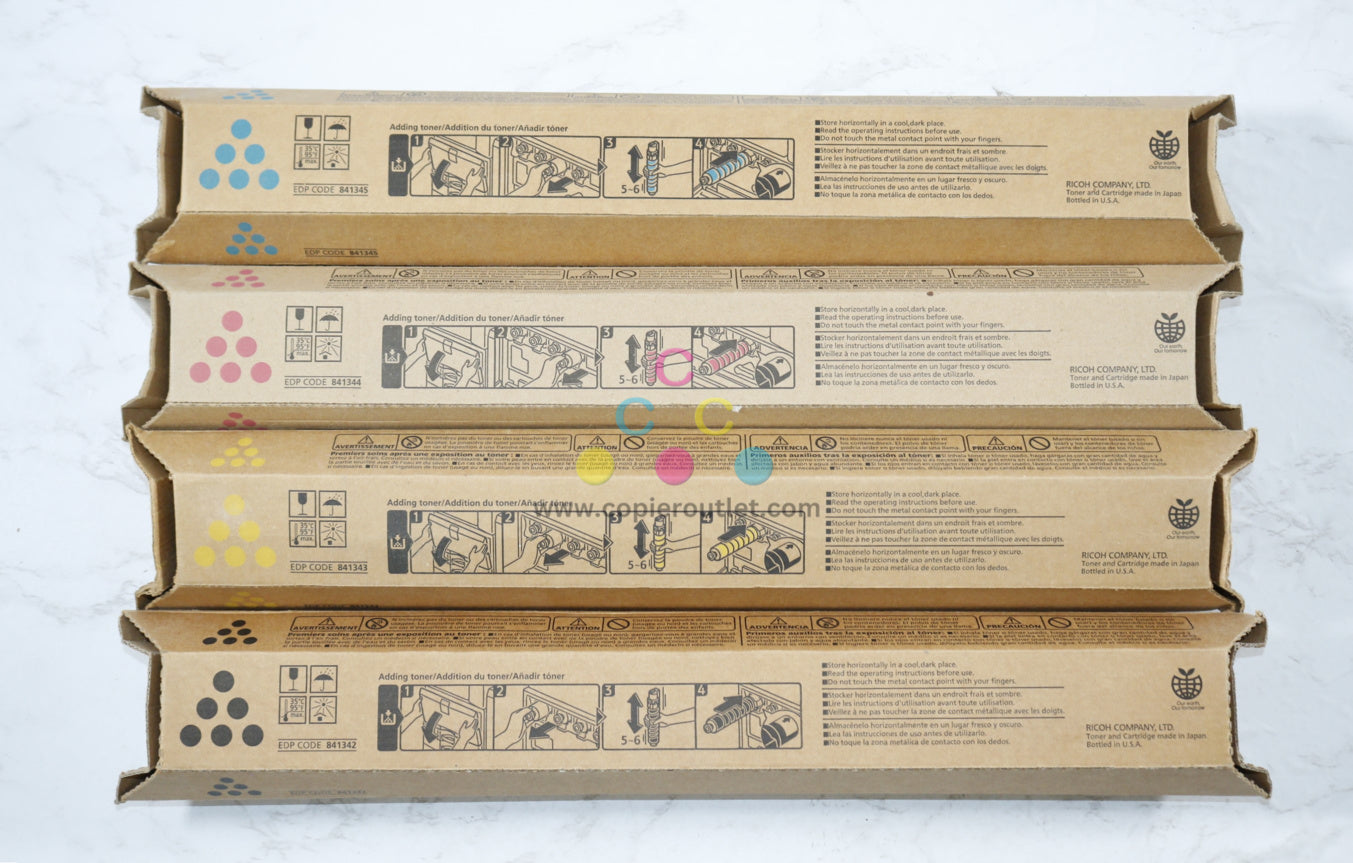 4 New OEM Ricoh C4500,C4540,LD445C CMYK Toners 841342,841343,841344,841345