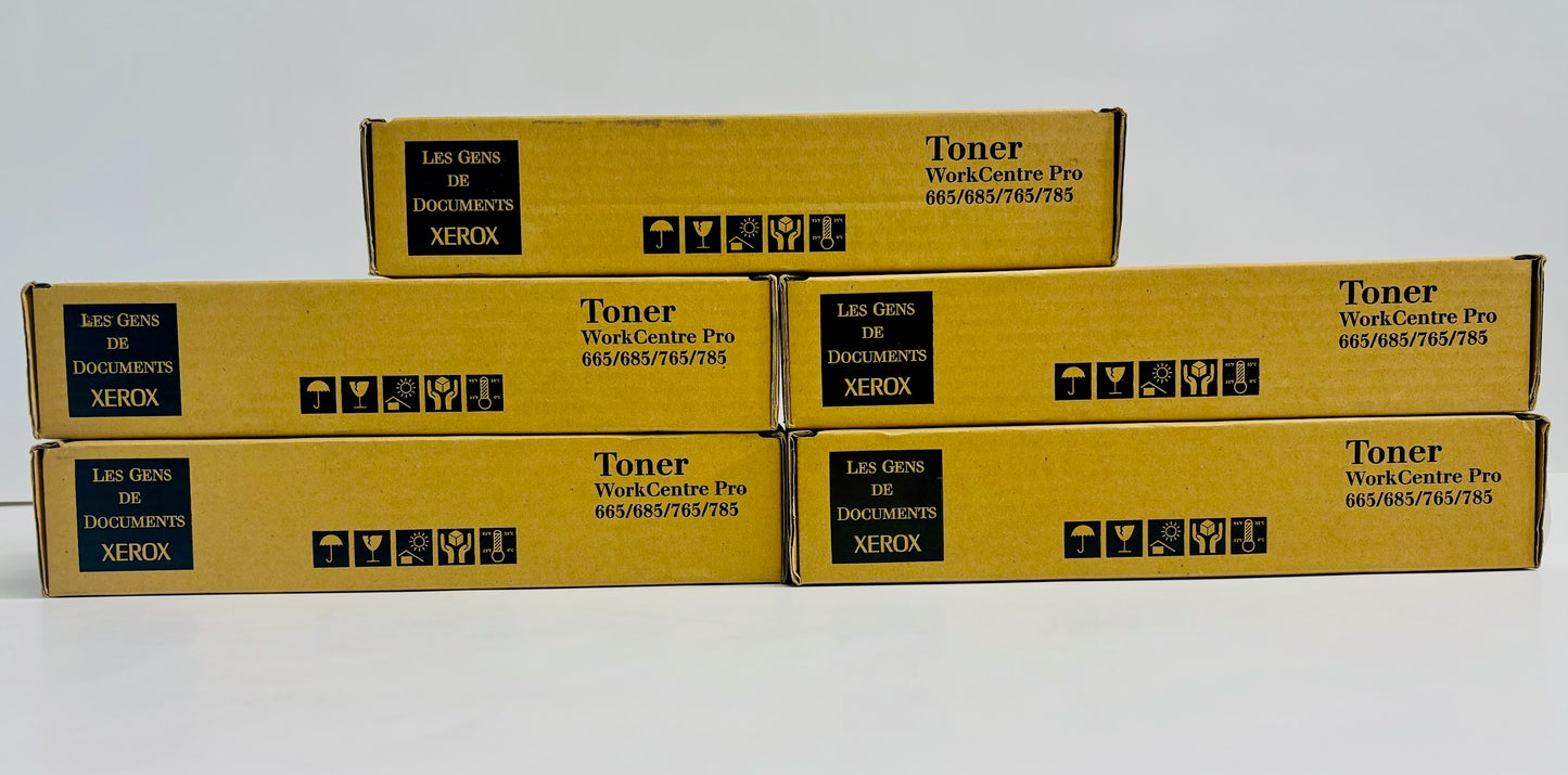 5 New Genuine Xerox Pro665, 685, 765, 785 Black Toner Cartridges 106R404