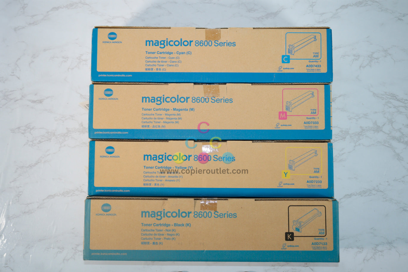 4 OEM Konica MagiColor 8650dn CMYK Toners A0D7133,A0D7233,A0D7333,A0D7433