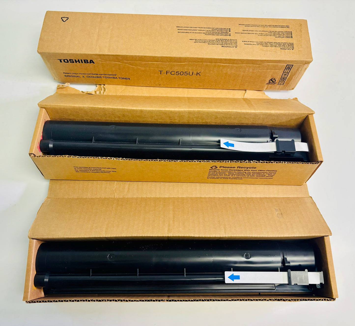 3 Genuine Toshiba 2505AC, 5005A Magenta ,Yellow & Black Toners T-FC505U-MYK
