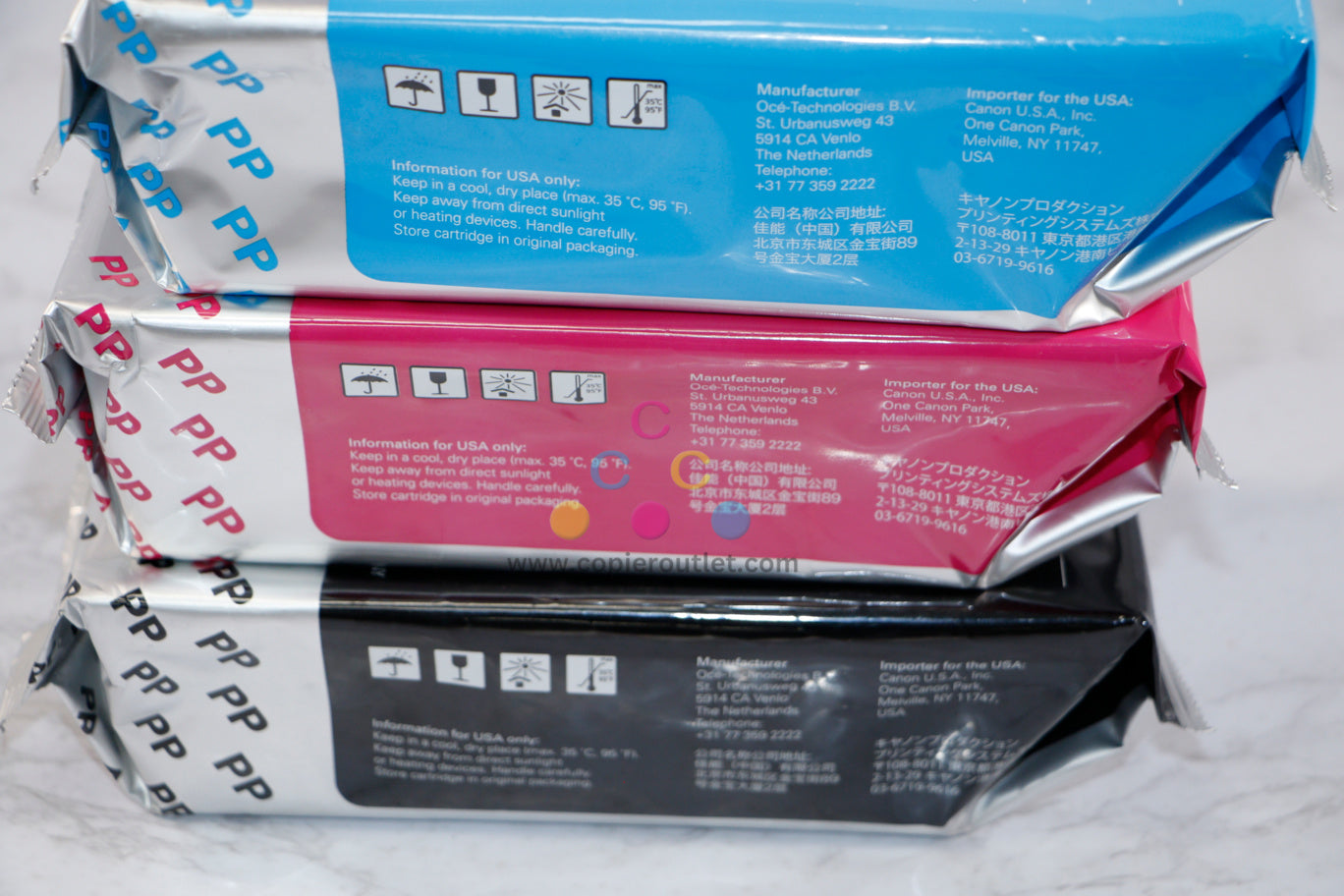 New OEM Oce/Canon ColorWave 600PP,650PP,700PP CMK Toner Pearls 1060099513,14,15