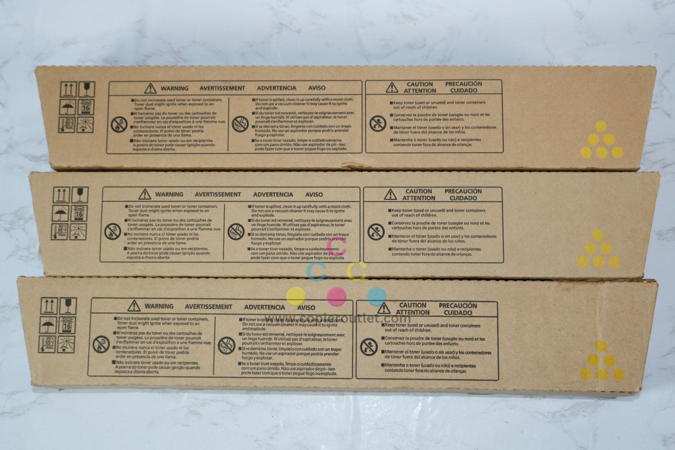 3 Cosmetic OEM Ricoh Pro C9200,C9210 Yellow Toner Cartridges 828511 (2 New & 1 Open)