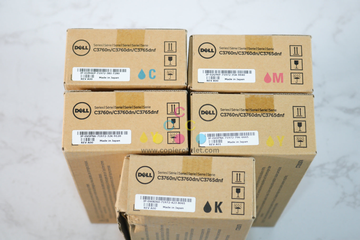 5 OEM Dell C3760n,C760dn,C73765dnf,CMYYK Toner (1M4KP, 2GYKF, V0PNK, W8D60)