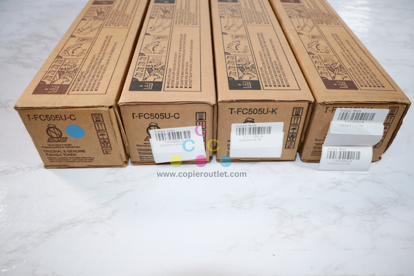 New OEM Toshiba eStudio 2505AC,3005AC CCKK Toners T-FC505U-C (x2),T-FC505U-K(x2)