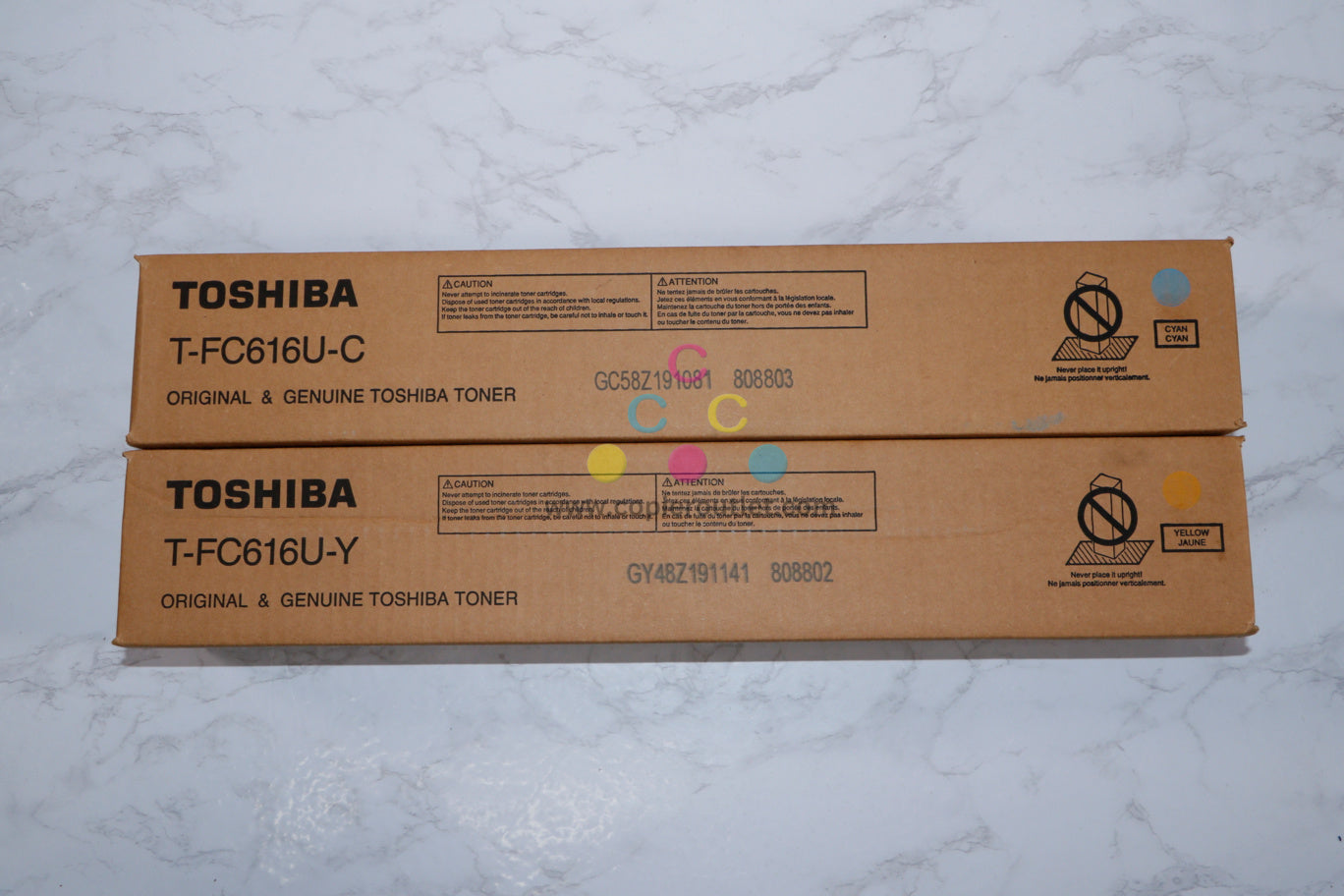 Toshiba eStudio5516AC,6516AC,7516AC Cyan & Yellow Toners T-FC616U-C, T-FC616U-Y I