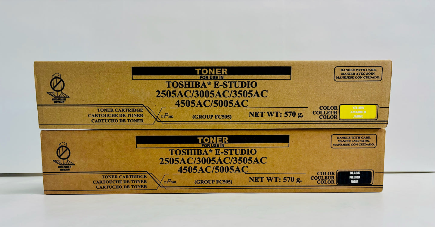 2 Unbranded Toshiba eStudio 2505ac,3005ac,4505ac Yellow & Black Toners T-FC505U