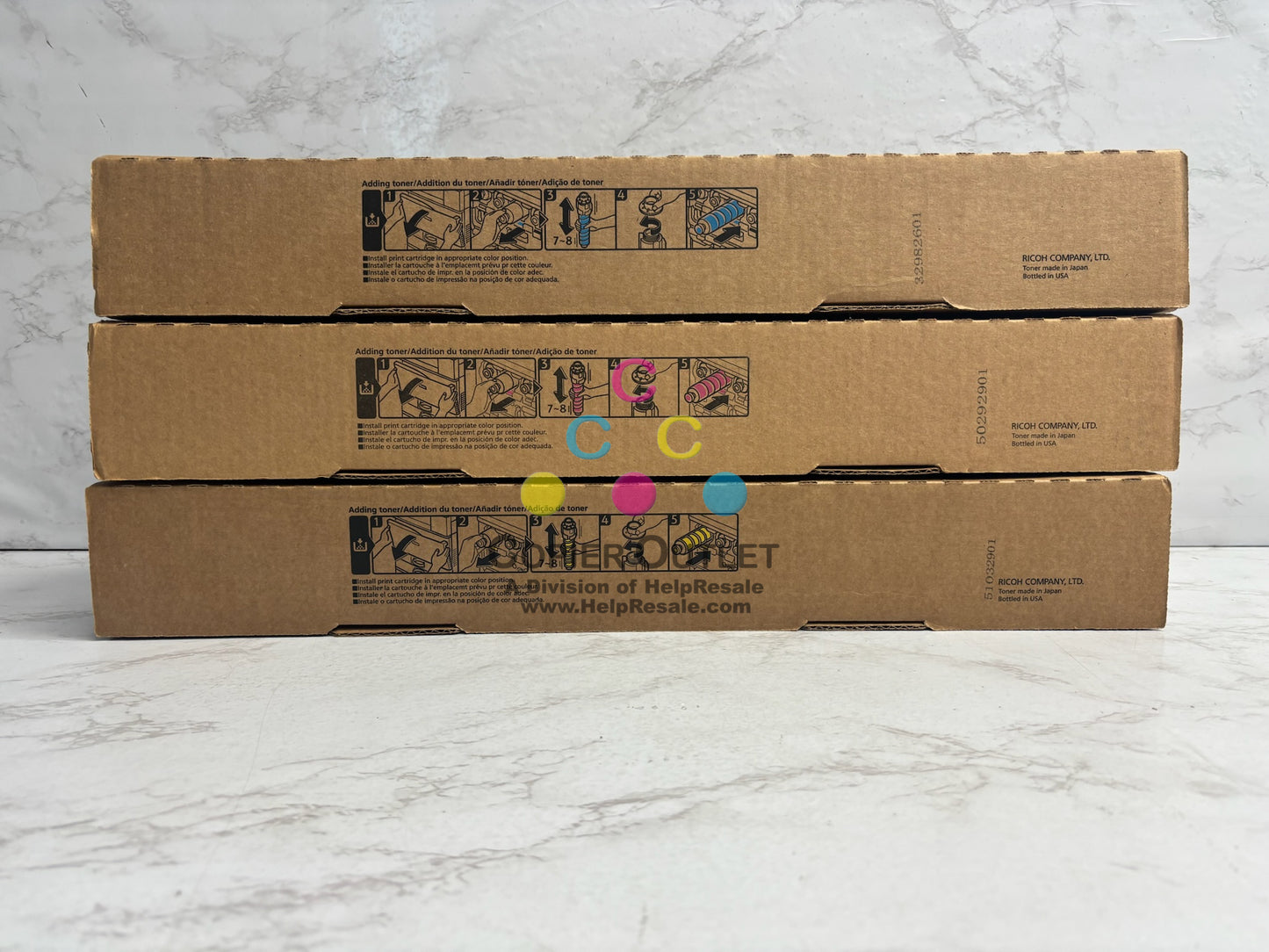 3 Genuine Ricoh SP C840A,C842 CMY Toner 821258,821257,821256 (No Black)
