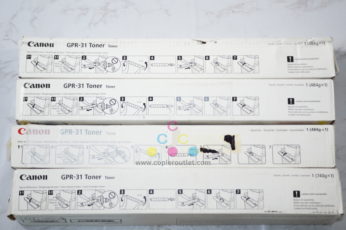 4 OEM Canon iRUNNER C5030,C5035,C5235 GPR-31 CMYK Toners (Open Magenta/Black)