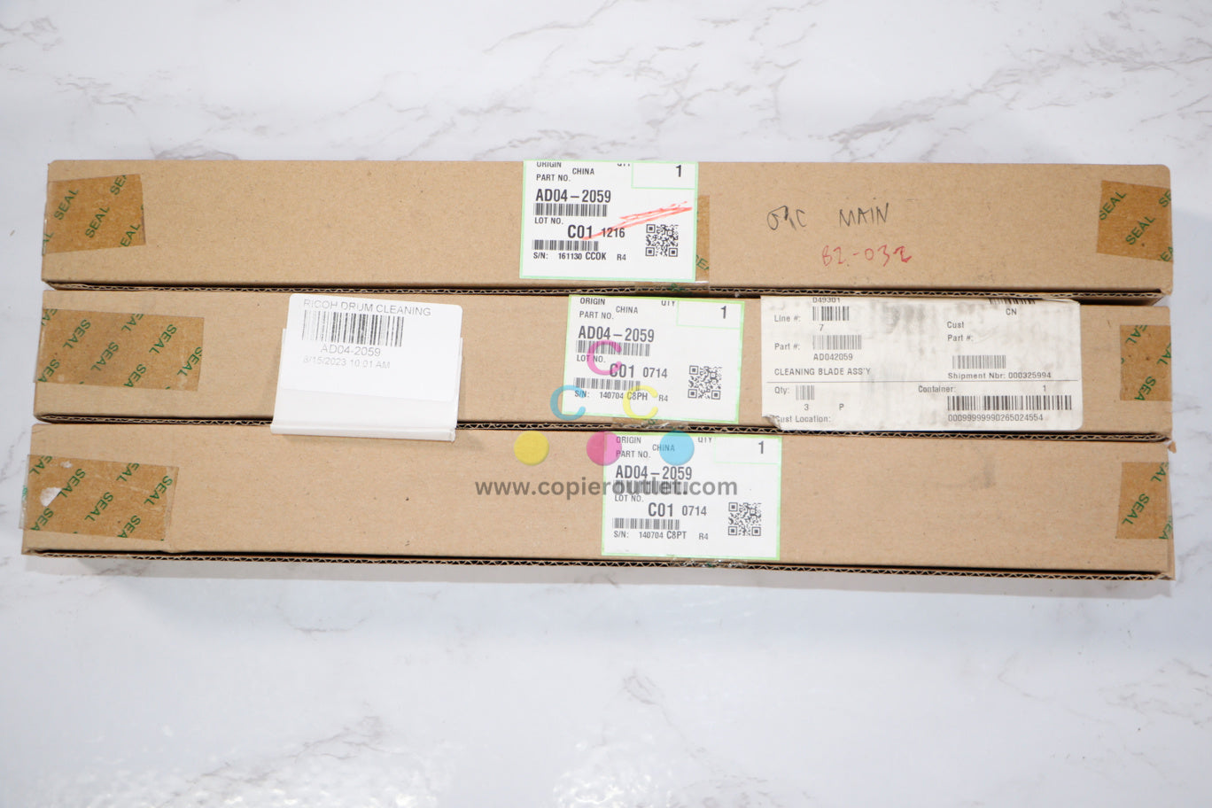3 OEM Ricoh MP1600,2015,2016,2018 Drum Cleaning Blades AD04-2059 (AD042059)