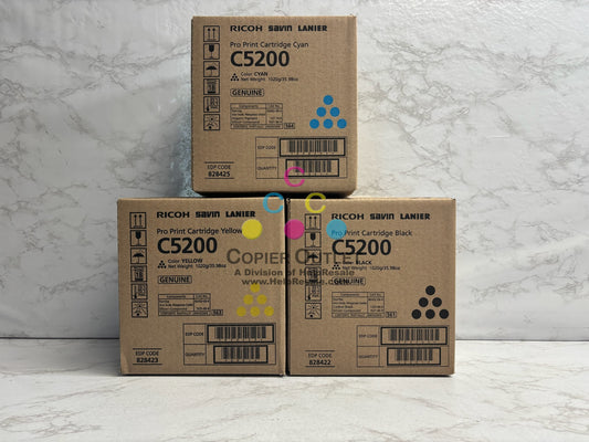 3 Genuine Ricoh C5200, C5210 CYK Toners 828425, 828423, 828422 (No Magenta)