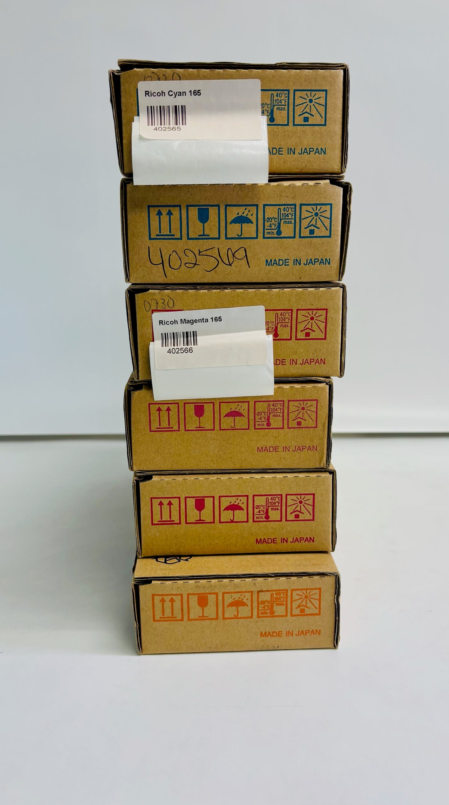 6 Genuine LANIER LP221,C7521n Type 165 Toners CCMMMY 402569, 402570, 402571