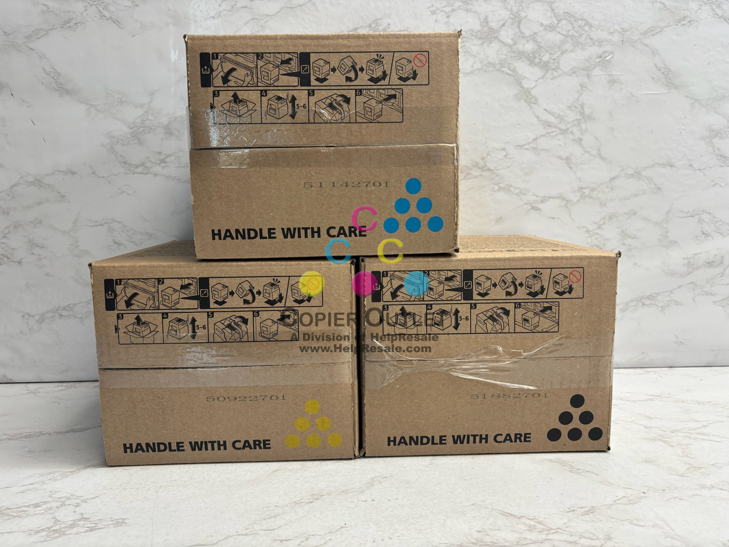 3 Genuine Ricoh C5200, C5210 CYK Toners 828425, 828423, 828422 (No Magenta)