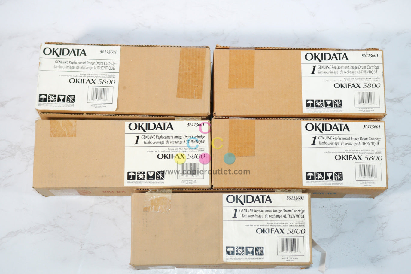 5 Genuine Oki Fax 5800, 56113601 Black Drum Units, Same Day Shipping!