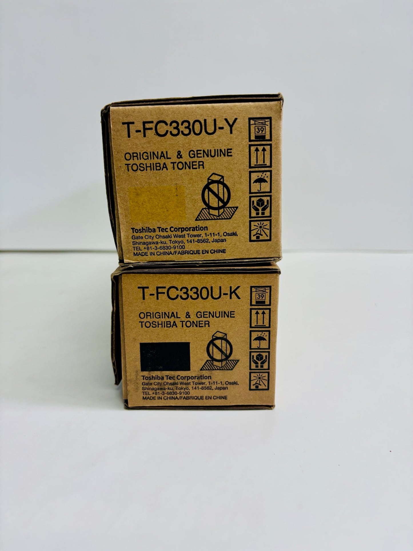 2 Genuine Toshiba 400AC, 330AC Yellow & Black Toners T-FC330U-Y T-FC330U-K