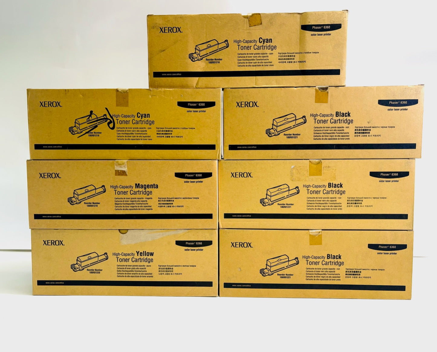 7 Genuine Xerox Phaser 6360 CCMYKKK High Capacity Toner 106R01218,1219,1220,1221