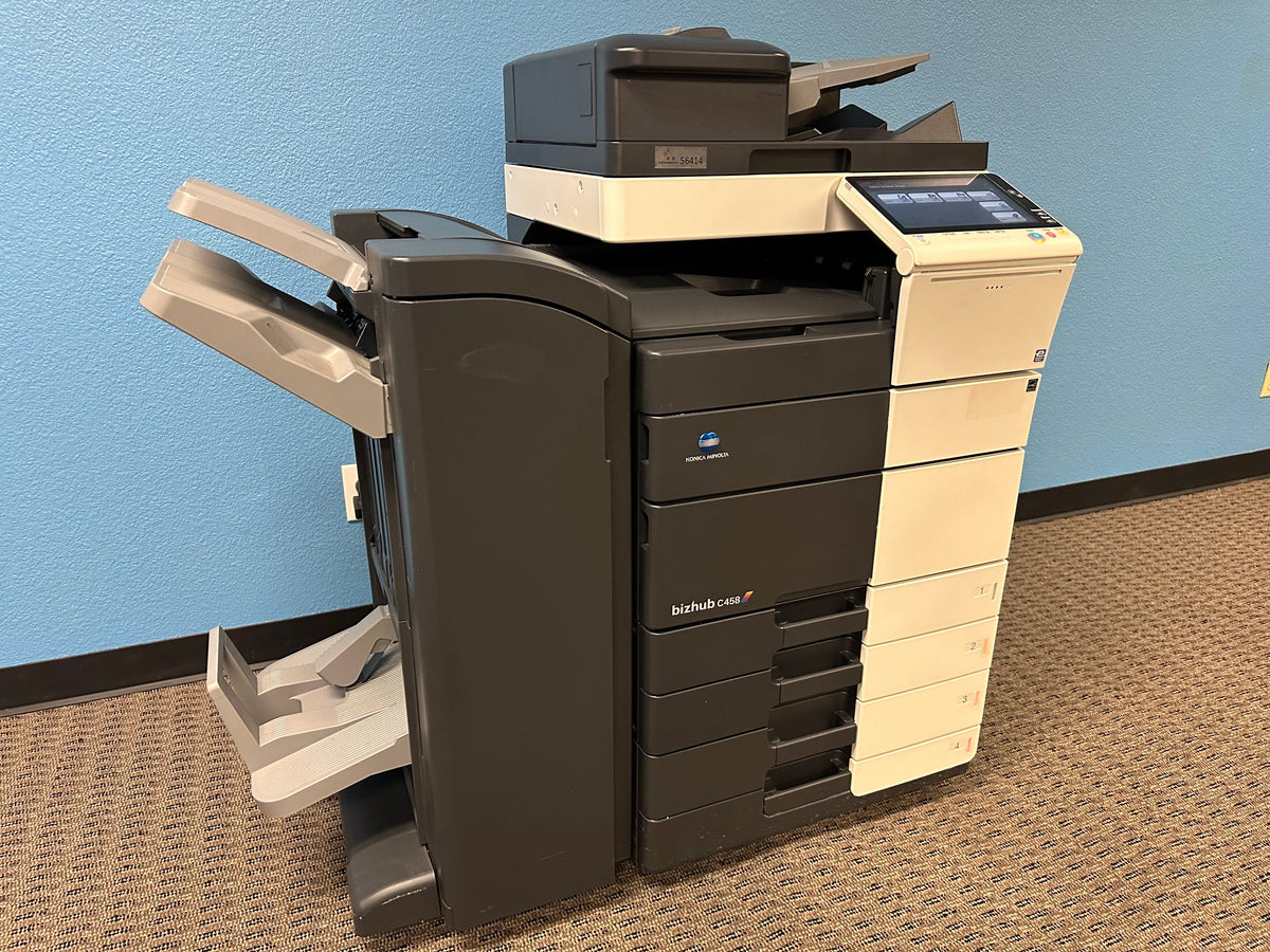 C458 Copier WOW Konica Minolta Bizhub C458 Color Copier Printer Staple Finisher Lo