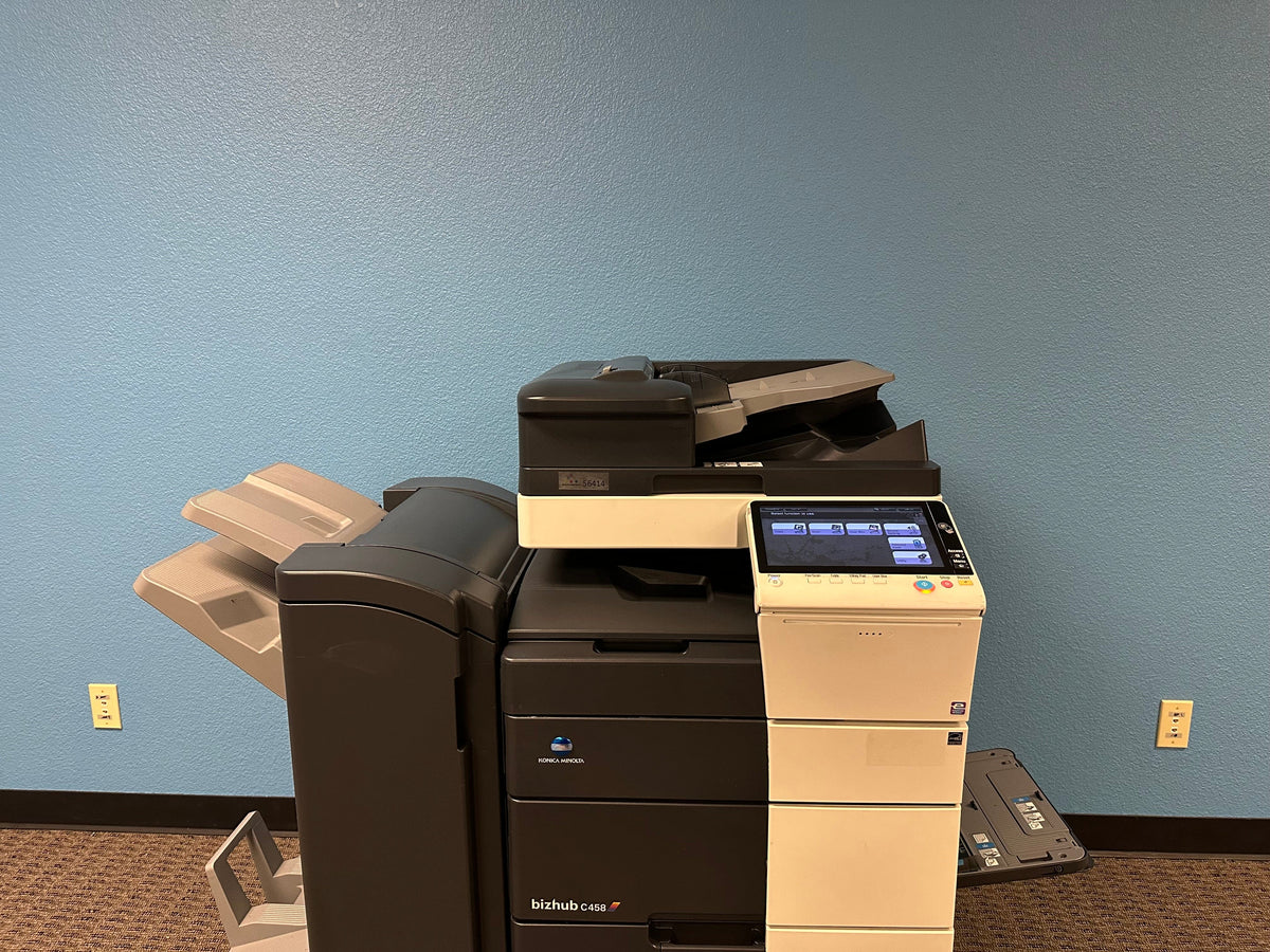 Color Copier Printer WOW Konica Minolta Bizhub C458 Color Copier Printer Staple Finisher Lo