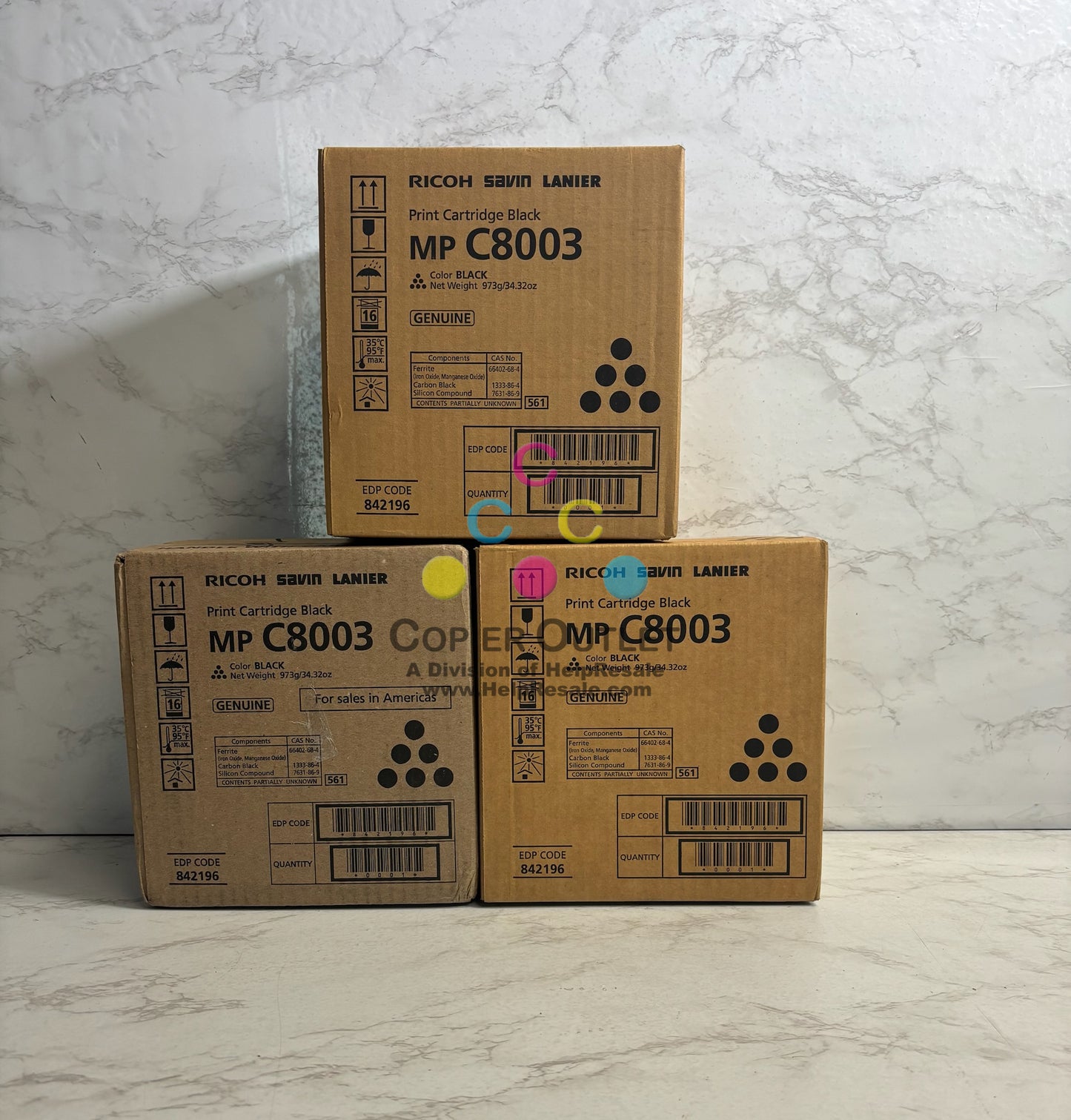 3 Genuine Ricoh MP C8003,C6500,C8000,C6503 Black Toner Cartridges 842196