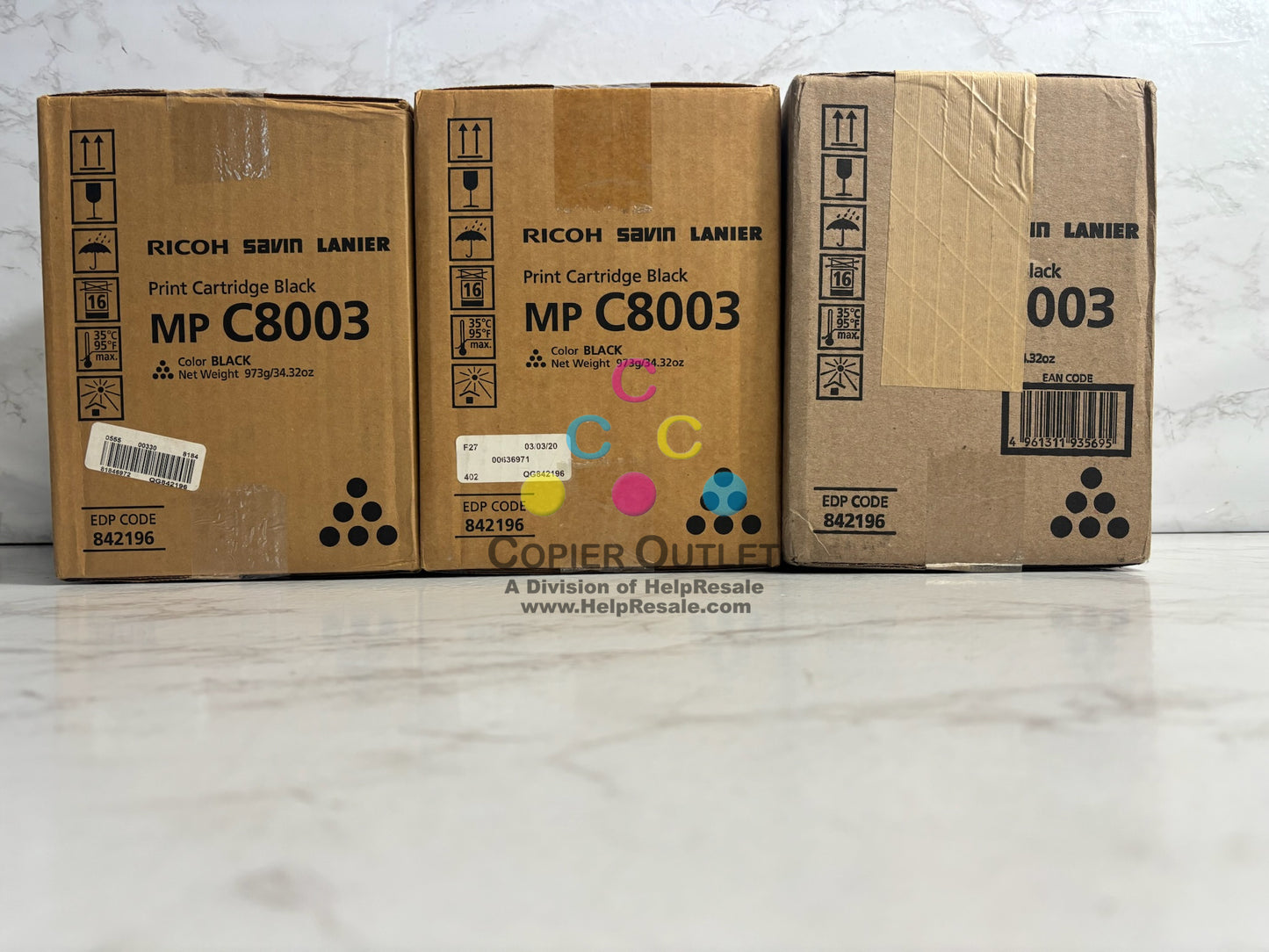 3 Genuine Ricoh MP C8003,C6500,C8000,C6503 Black Toner Cartridges 842196