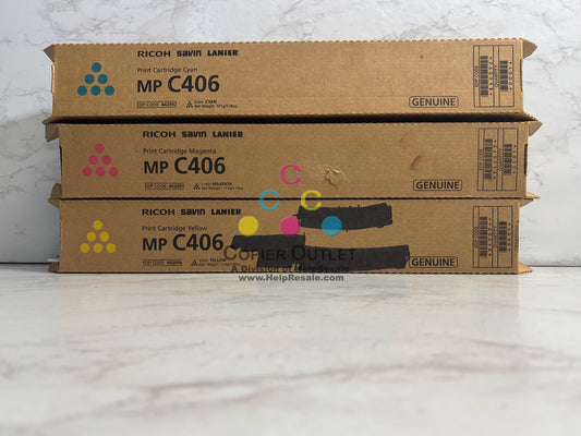 3 Genuine Ricoh MP C306,C307,C406 CMY Toners 842092,842093,842094 (No Black)