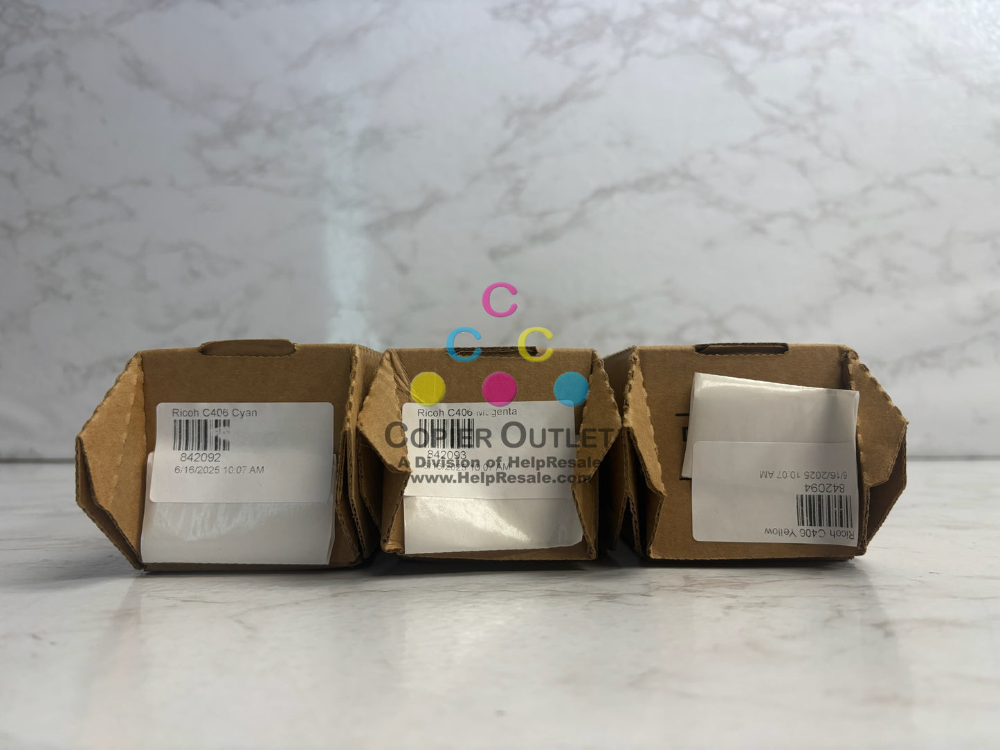 3 Genuine Ricoh MP C306,C307,C406 CMY Toners 842092,842093,842094 (No Black)