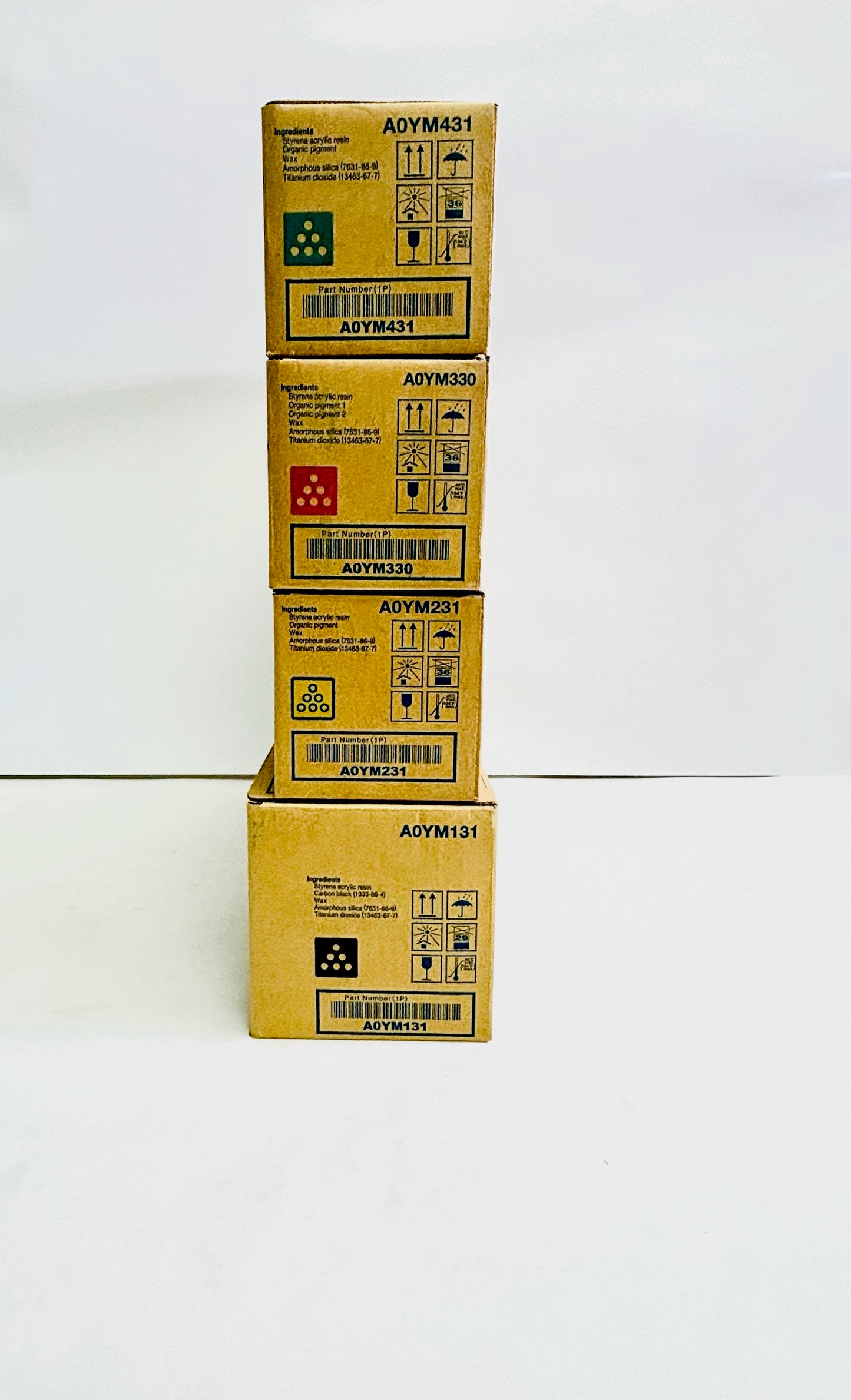 4 Genuine Konica Minolta C500 Cyan, Mag, Yel & Black Toners TN510, TN-510 CMYK