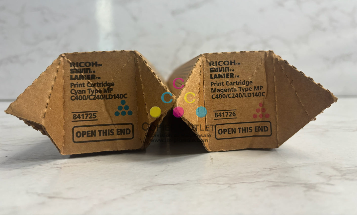 2 Genuine Ricoh MP C400,C240,LD140C Cyan & Magenta Toners 841725, 841726