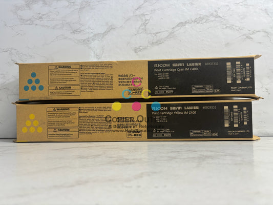 2 Genuine Ricoh IM C400 Toner Cyan & Yellow 842371,842373 Same Day Ship