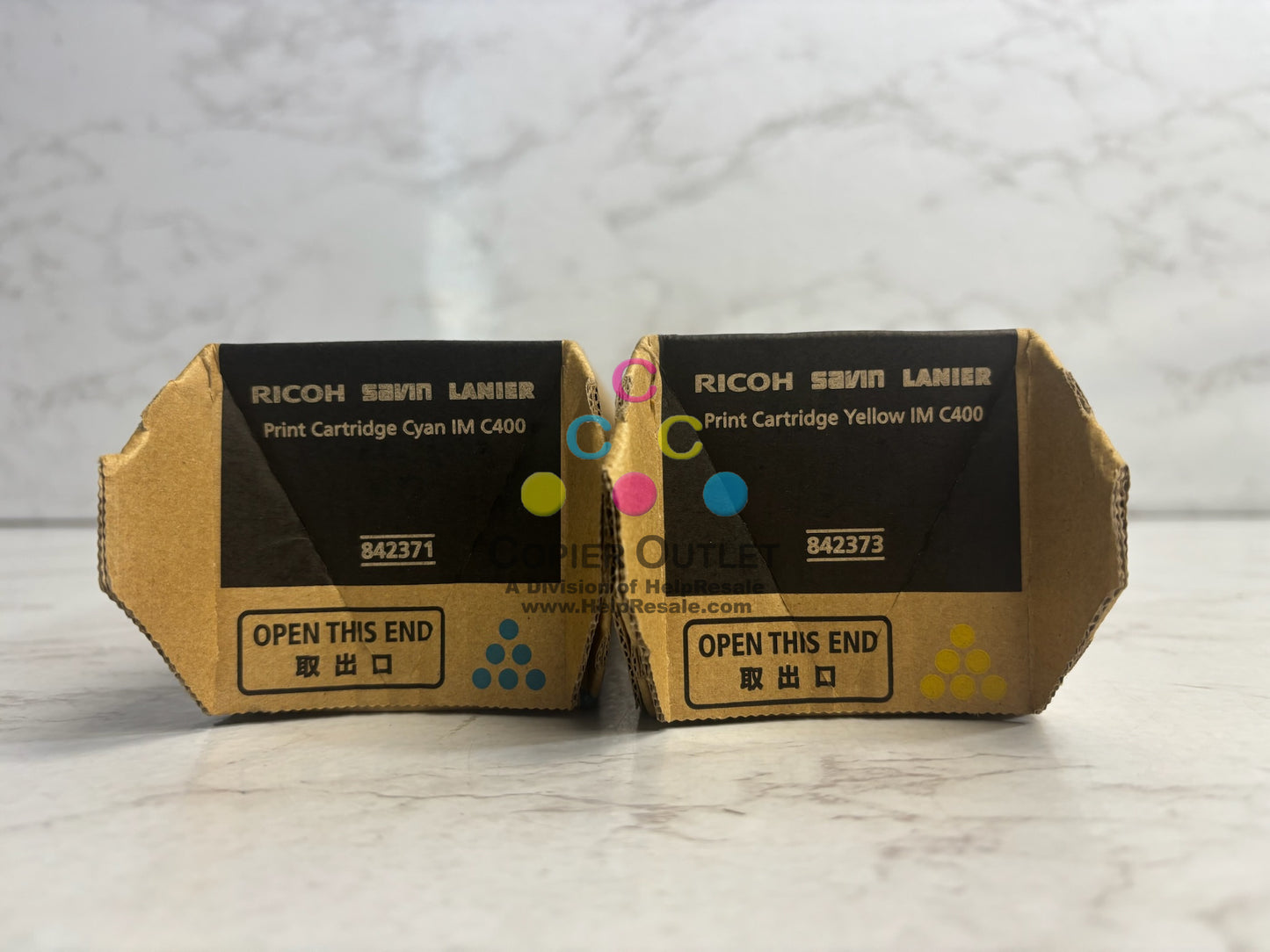 2 Genuine Ricoh IM C400 Toner Cyan & Yellow 842371,842373 Same Day Ship
