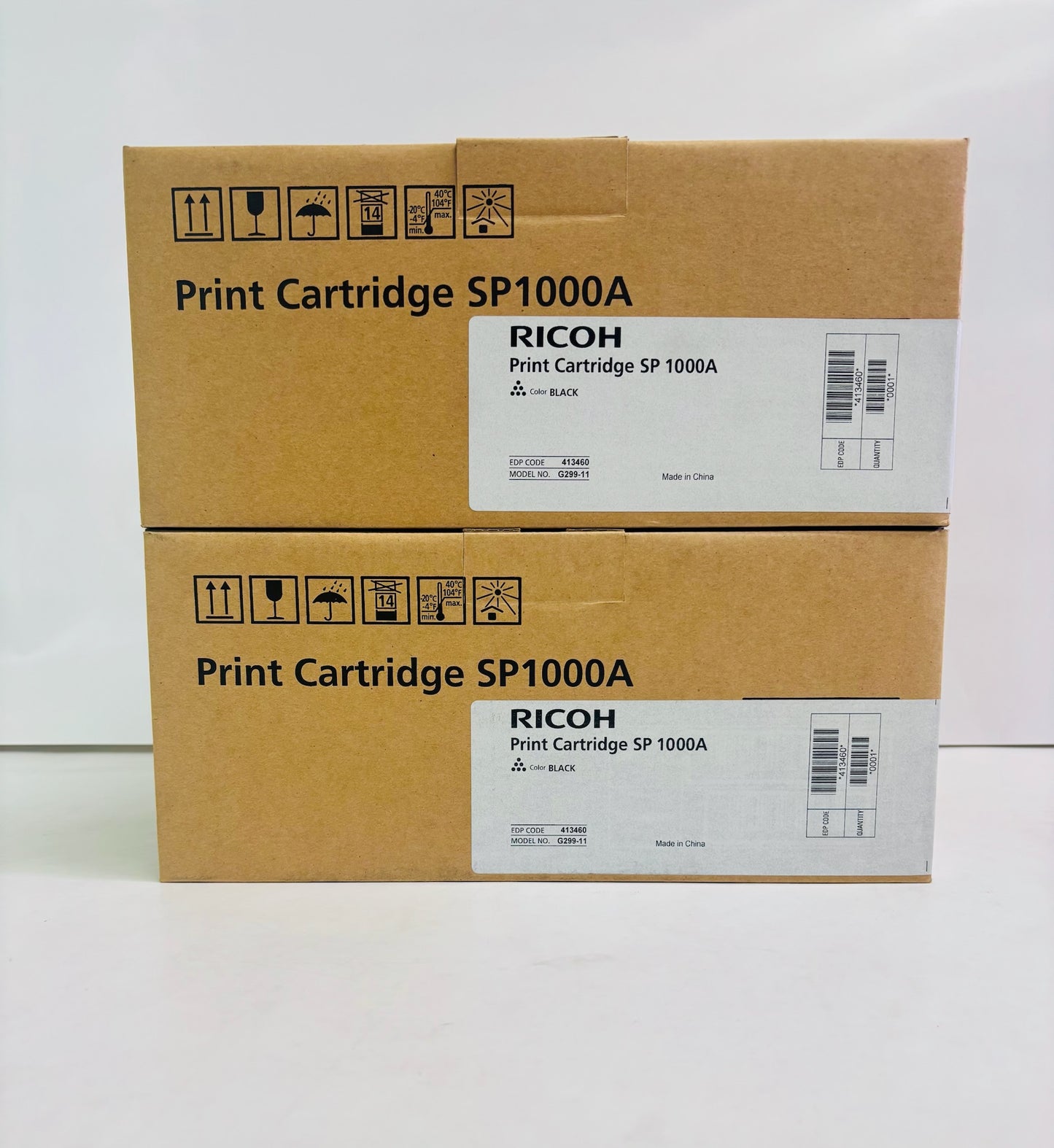 2 Genuine Ricoh SP1000A, SF3815 Black Toner Cartridges 413460, SP1000A (Bad Box)