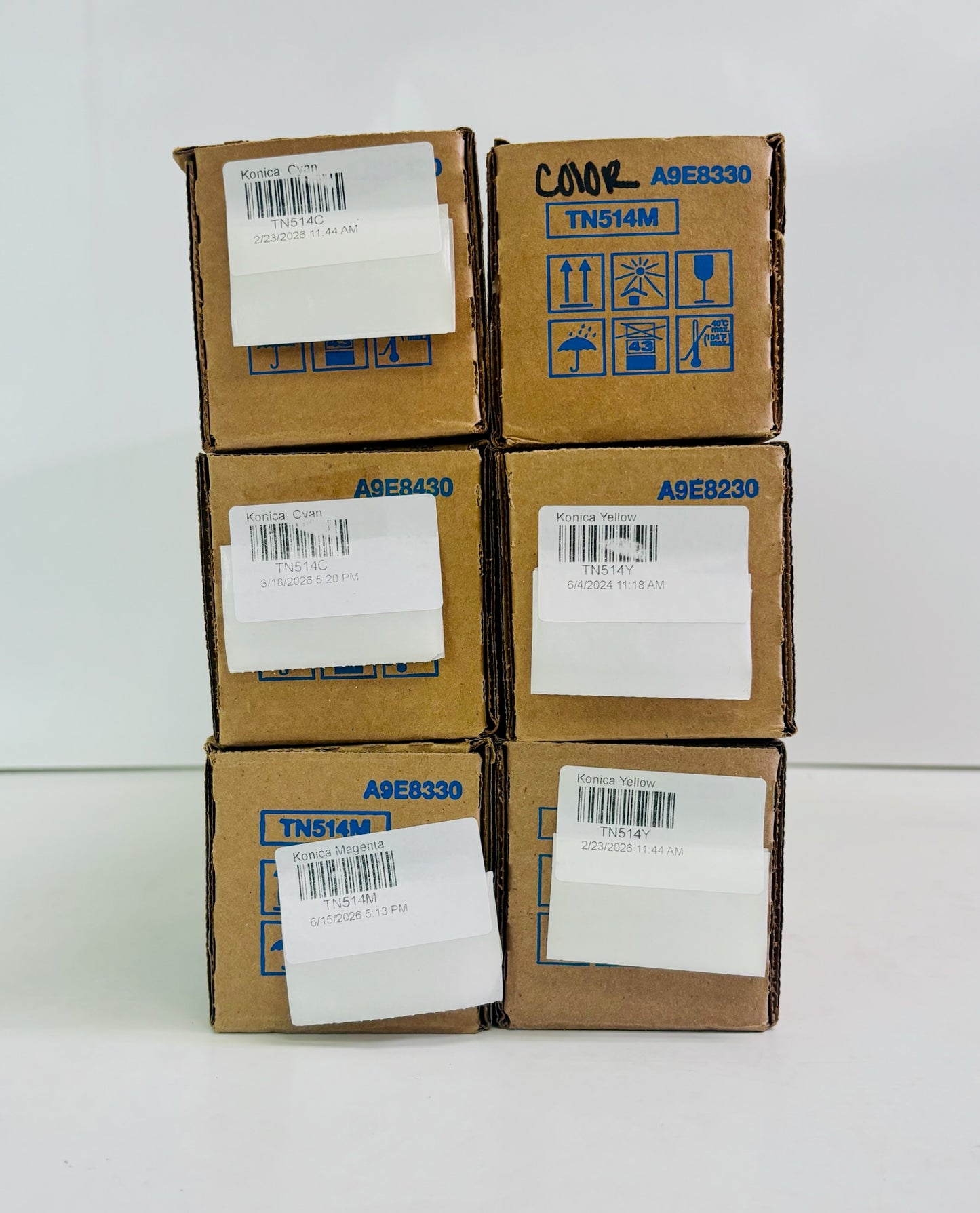 6 OEM Konica Minolta C458/C558/C658 CMY Toners TN-514, TN514 CCMMYY