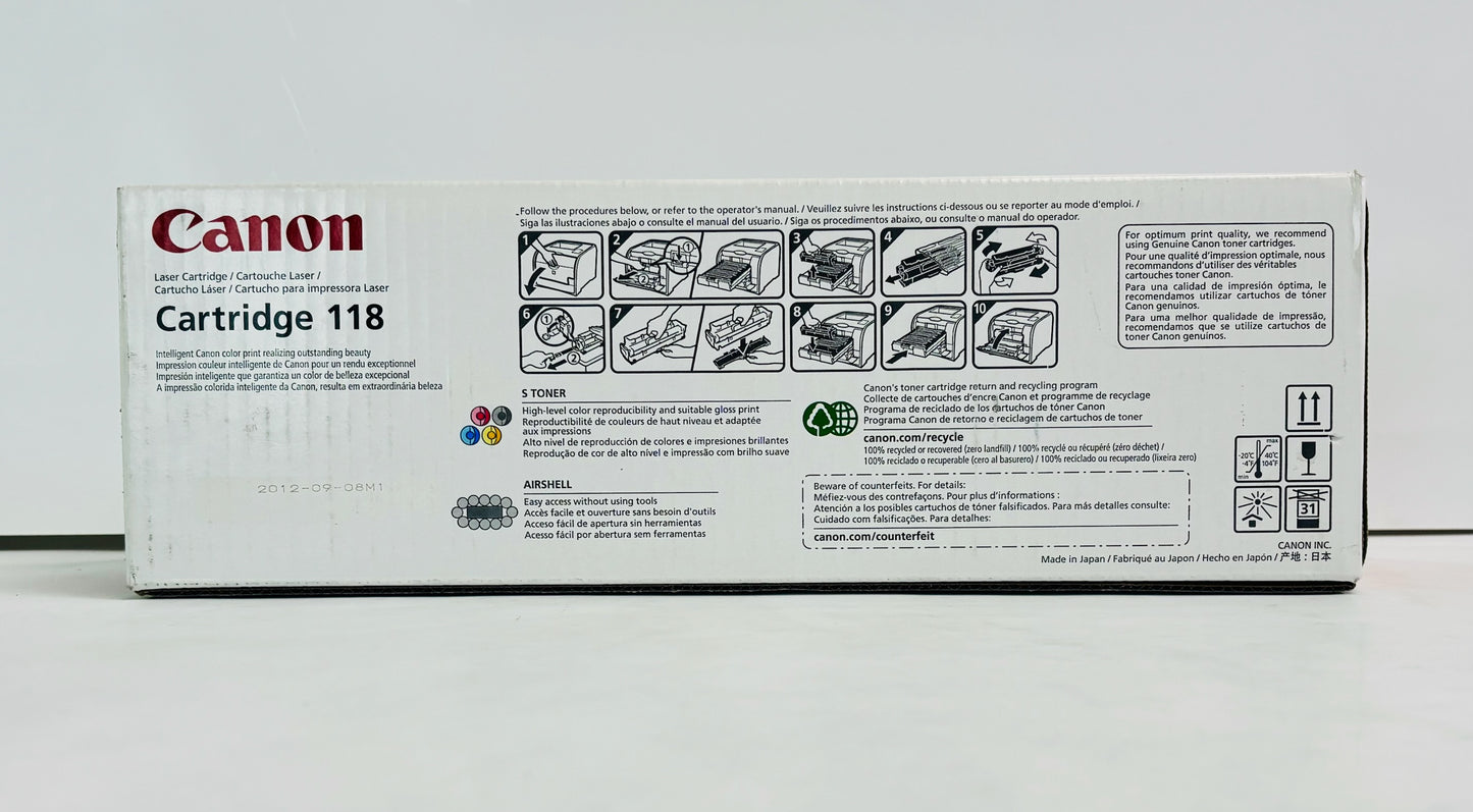 Genuine Canon LBP7200Cdn,MF729Cdw Cyan Toner Cartridge 118, 2661B001, 2661B001AA