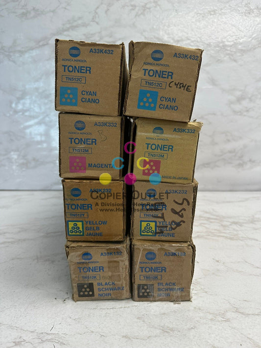 2 Cosmetic Genuine Konica BizHub C454e C554e TN512 CMYK Toner Cartridge Sets