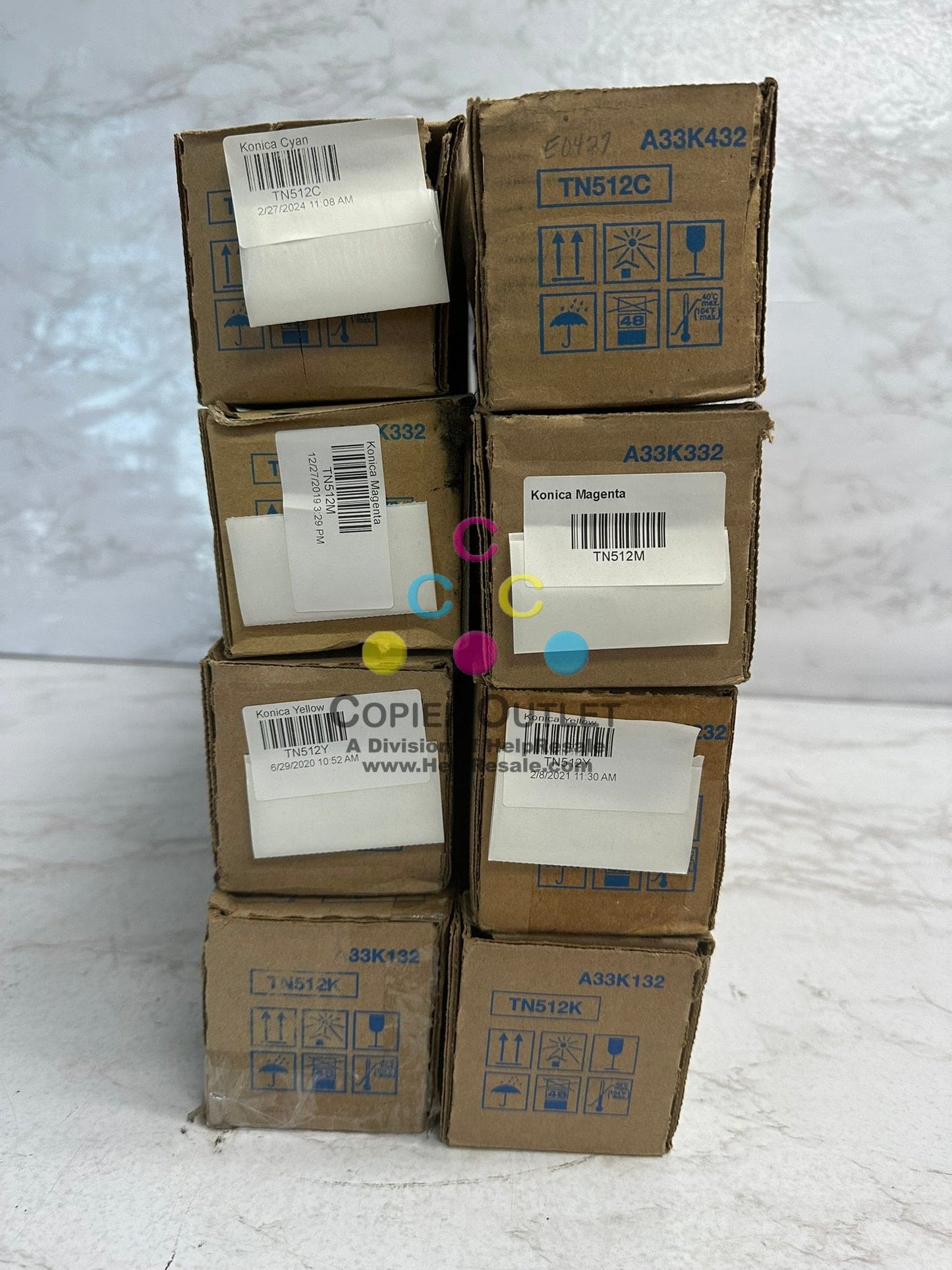 2 Cosmetic Genuine Konica BizHub C454e C554e TN512 CMYK Toner Cartridge Sets