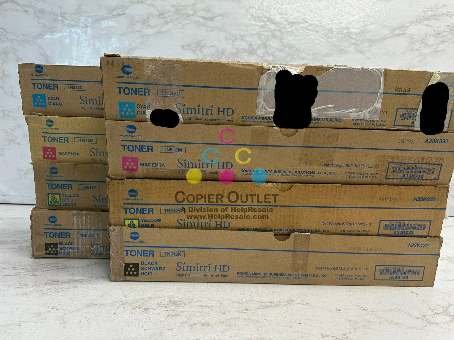 2 Cosmetic Genuine Konica BizHub C454e C554e TN512 CMYK Toner Cartridge Sets