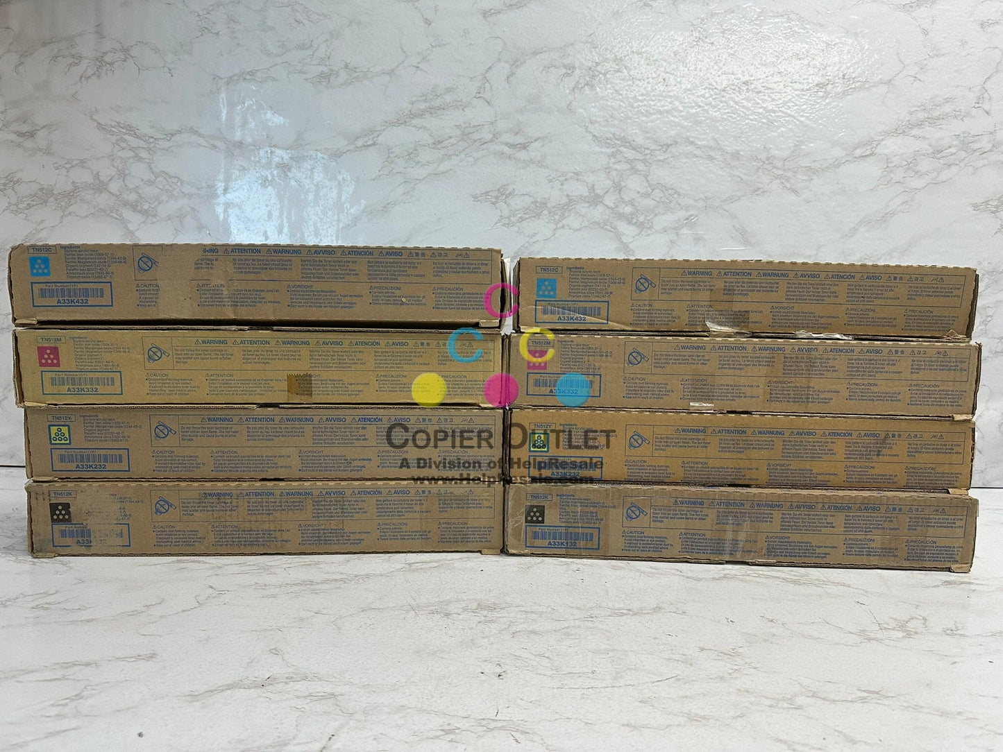 2 Cosmetic Genuine Konica BizHub C454e C554e TN512 CMYK Toner Cartridge Sets