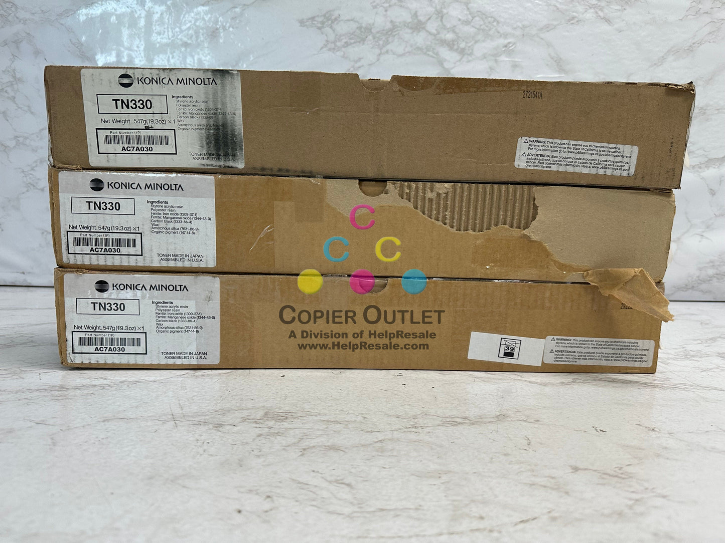 3 Cosmetic OEM Konica BH 300i,360i Black Toner Cartridges TN330, AC7A030 (Plain Boxes)