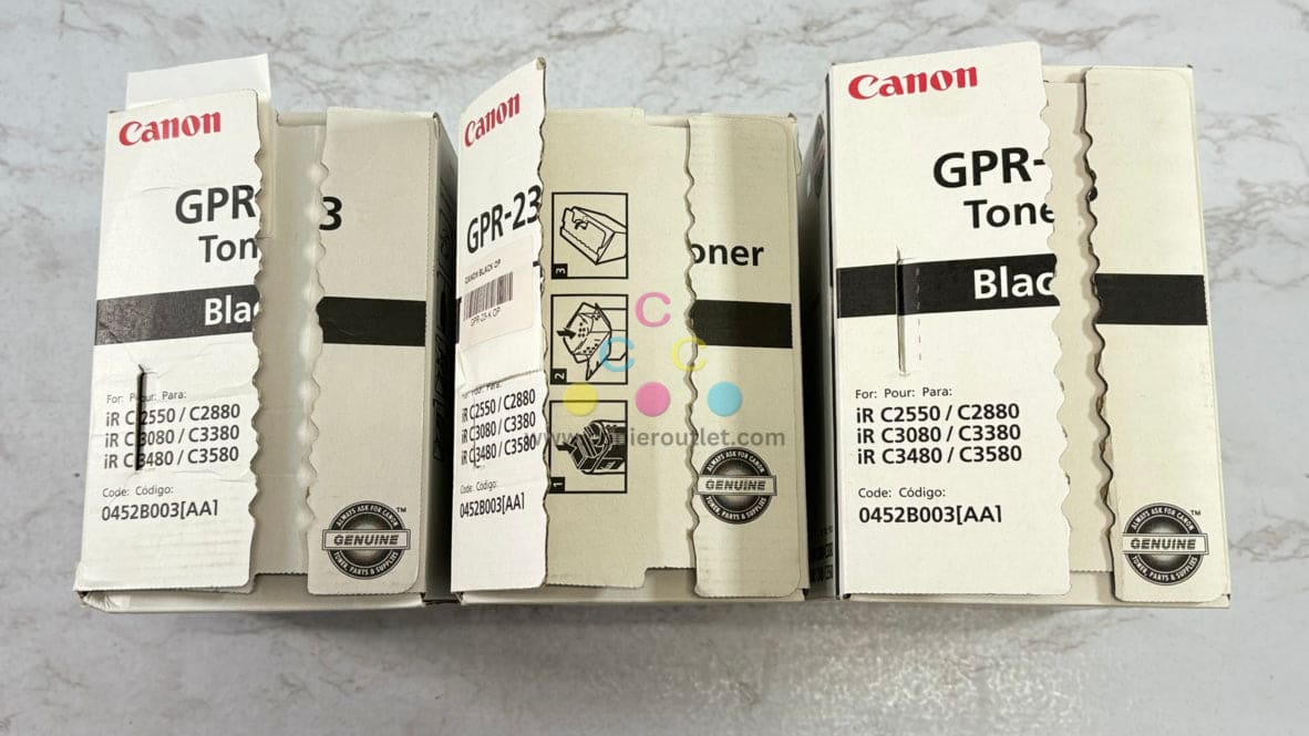 3 Open OEM Canon iR C2550,C3080,C3480,C3580 Black Toners GPR-23K, 0452B003AA