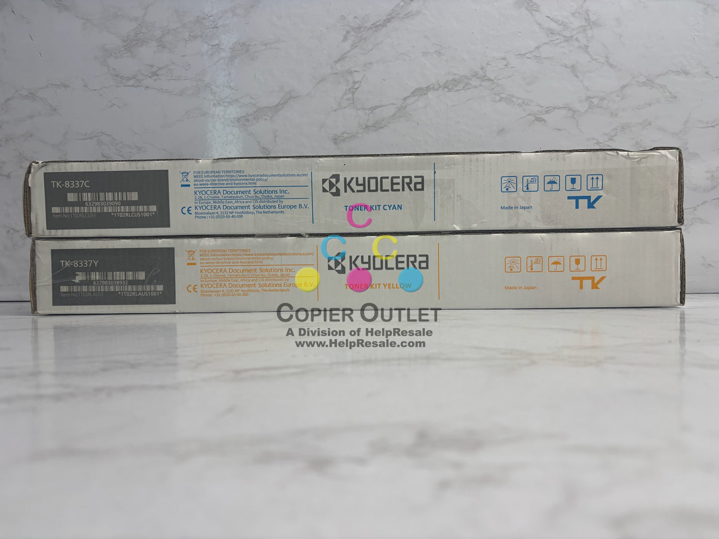 2 OEM Kyocera TASKalfa 3252ci,3253ci Cyan & Yellow Toner TK-8337C, TK-8337Y