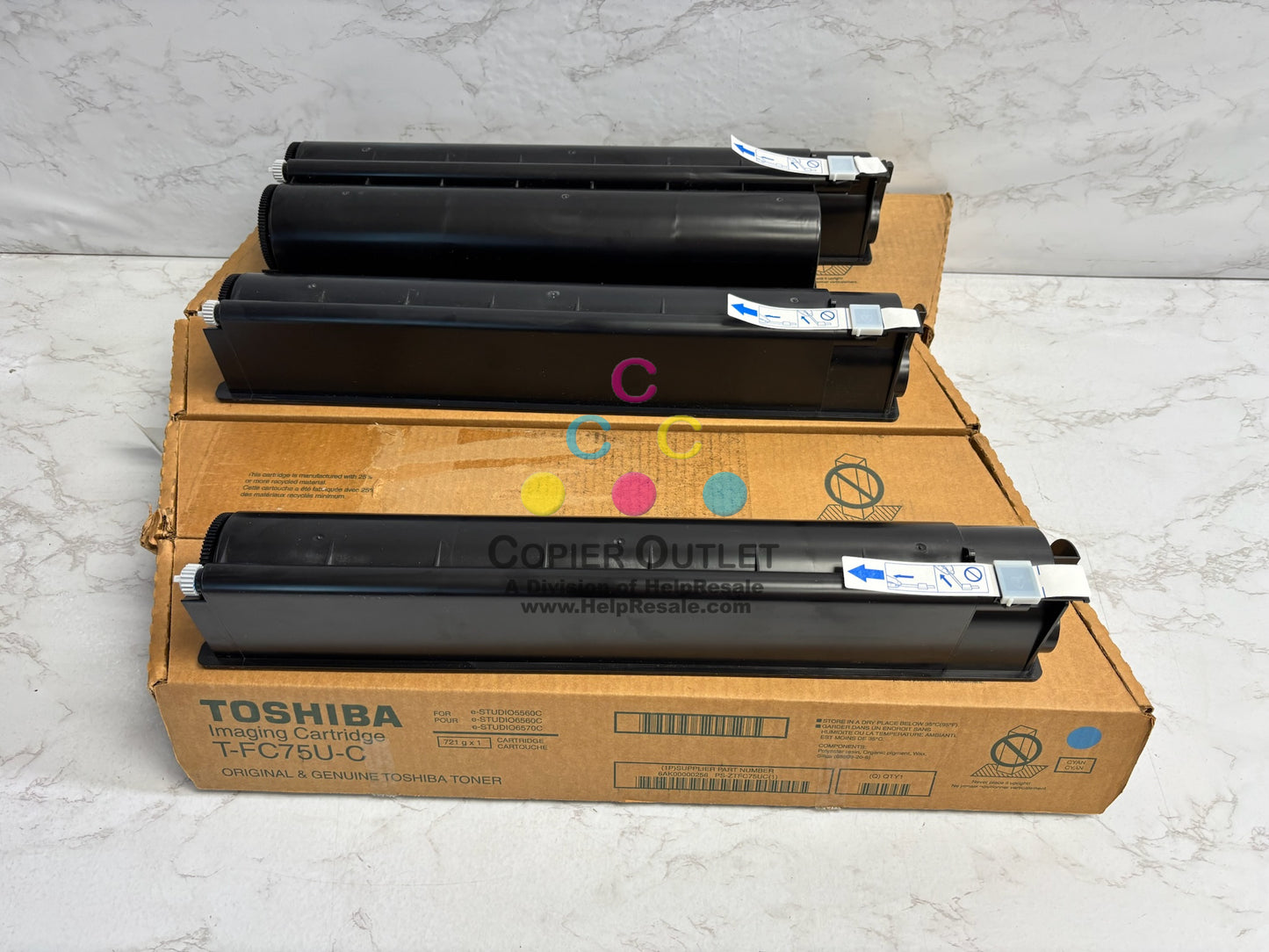 4 Open Genuine Toshiba e-STUDIO 5560C,6560C,6570C CMYK Imaging Cartridge T-FC75U