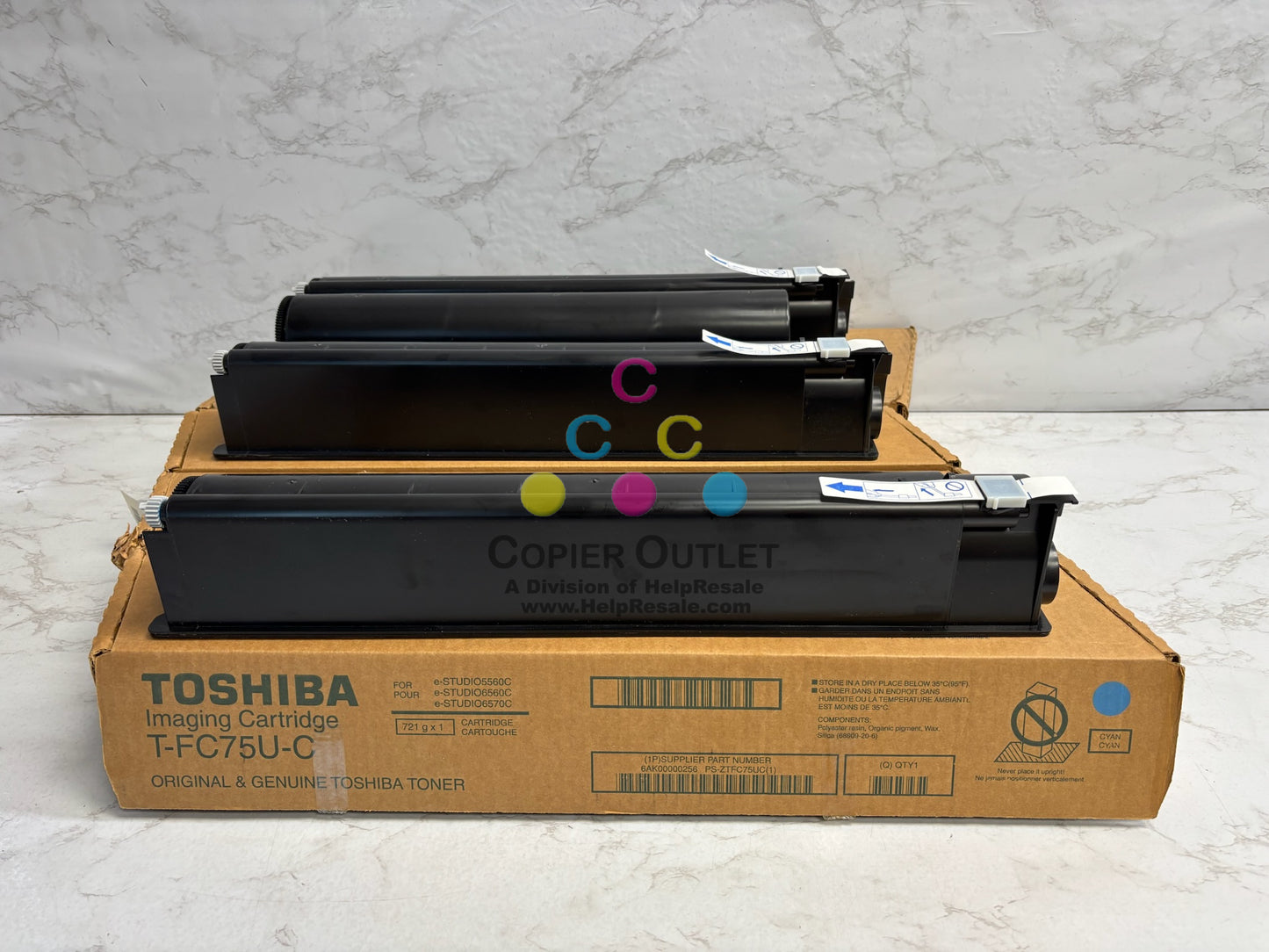 4 Open Genuine Toshiba e-STUDIO 5560C,6560C,6570C CMYK Imaging Cartridge T-FC75U