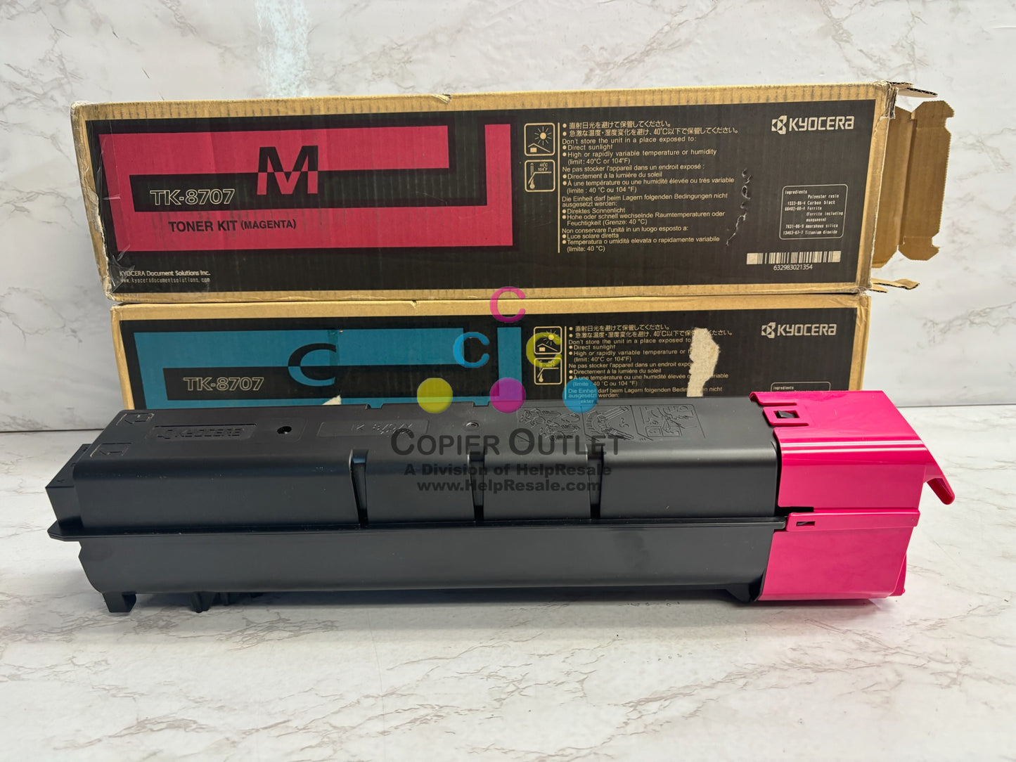 2 OEM Kyocera TASKalfa 6550ci,655ci Cyan & Mag Toners TK-8707C, TK-8707M