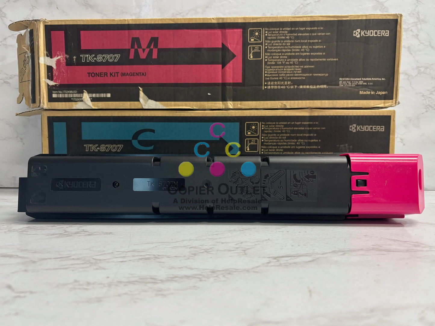 2 OEM Kyocera TASKalfa 6550ci,655ci Cyan & Mag Toners TK-8707C, TK-8707M