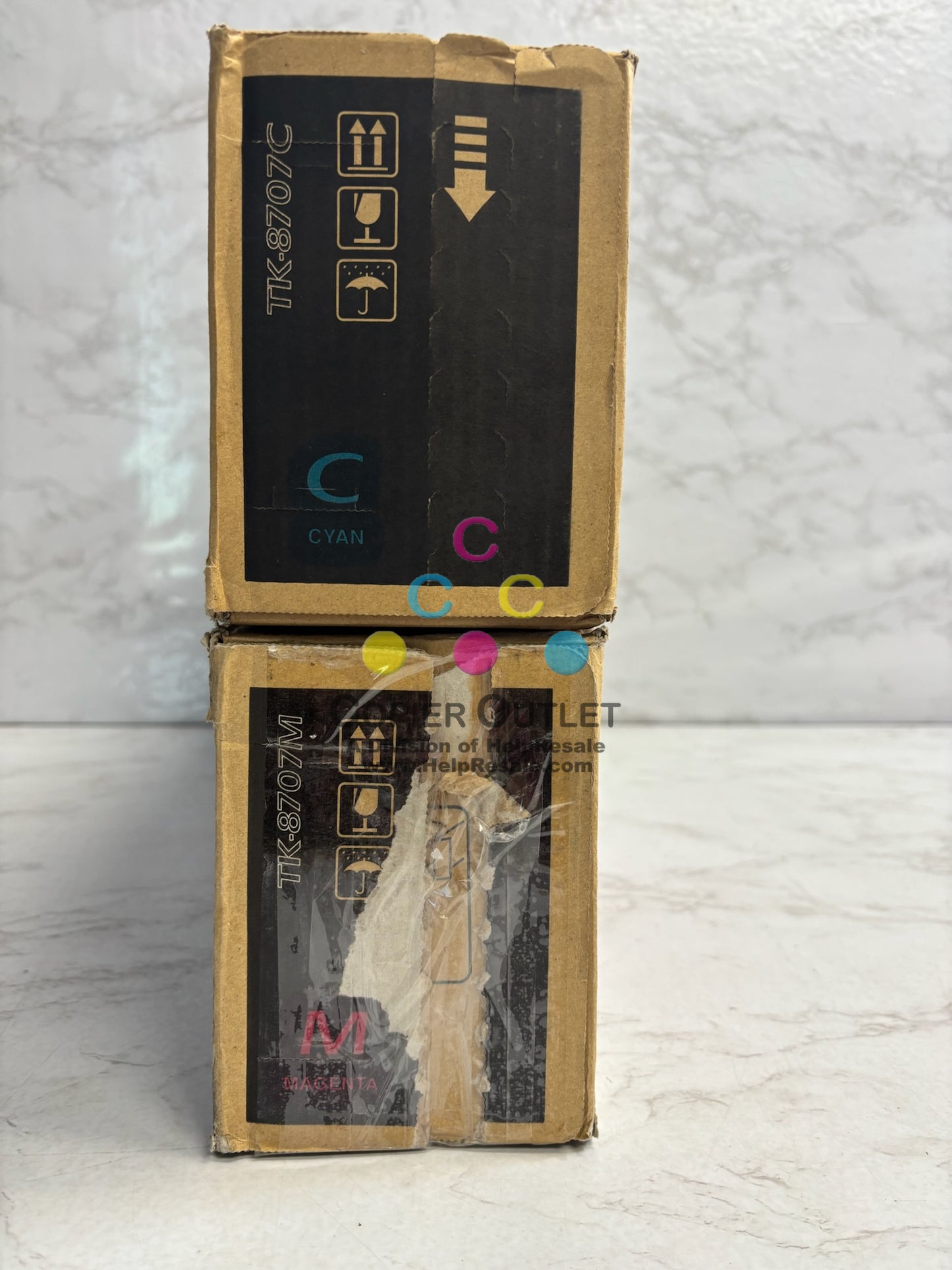 2 OEM Kyocera TASKalfa 6550ci,655ci Cyan & Mag Toners TK-8707C, TK-8707M