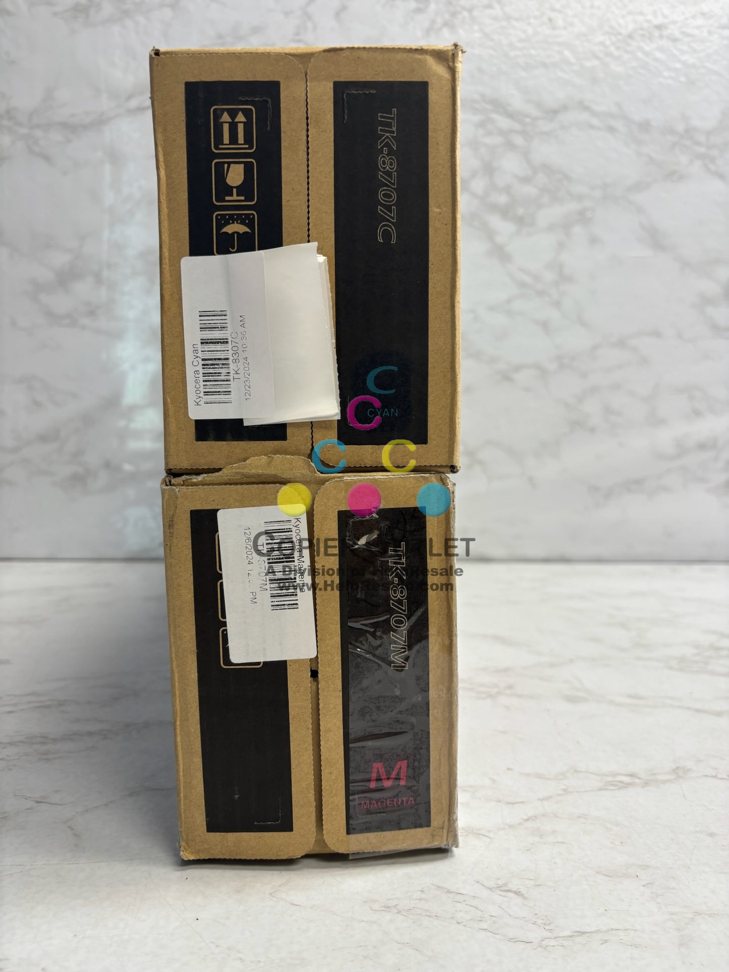 2 OEM Kyocera TASKalfa 6550ci,655ci Cyan & Mag Toners TK-8707C, TK-8707M