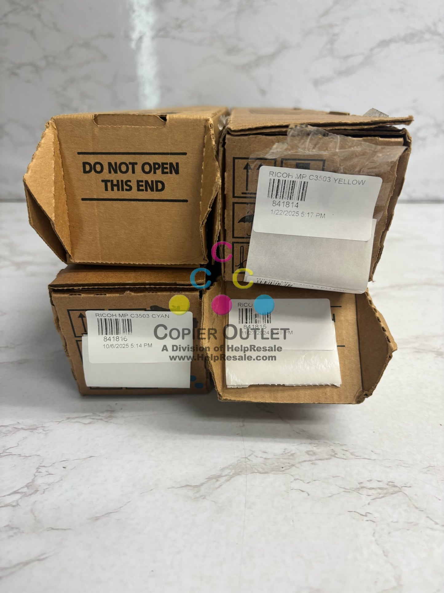 4 Genuine Ricoh MP C3503,C3003,C3004 CMYK Toners 841813, 841814, 841815, 841816