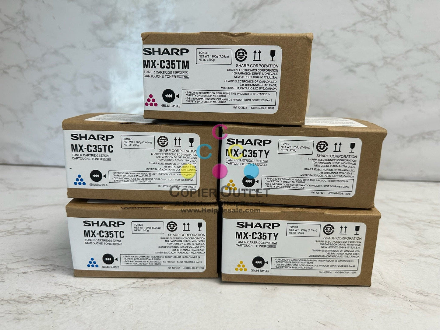 5 New Genuine Sharp MX-C357F,MX-C407P CCMYY MX-C35T  Toners